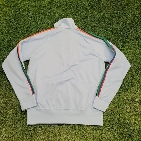 Vintage 80s MOD Stripes Track Jacket Womens Large 21x26 Blue - Picture 2 of 11